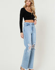 Distressed Wide Leg Jeans