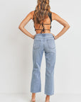 CROPPED DISTRESSED STRAIGHT JEANS
