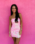 Margot Pink Sequin Tube Mini Dress