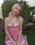 Scarlet gingham babydoll mini dress