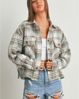 Sage Flannel Shacket top