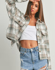 Sage Flannel Shacket top