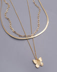 MULTI LAYER BUTTERFLY SNAKE CHAIN  NECKLACE