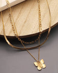 MULTI LAYER BUTTERFLY SNAKE CHAIN  NECKLACE