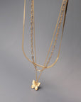 MULTI LAYER BUTTERFLY SNAKE CHAIN  NECKLACE