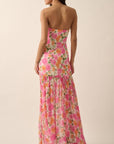 Ramona Strapless Asymmetrical-Seam Floral Dress