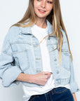 Rhinestone Fringe Distressed Denim Jacket