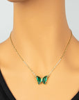 GEM STONE BUTTERFLY PENDANT NECKLACE