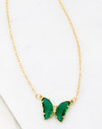 GEM STONE BUTTERFLY PENDANT NECKLACE