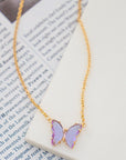 GEM STONE BUTTERFLY PENDANT NECKLACE