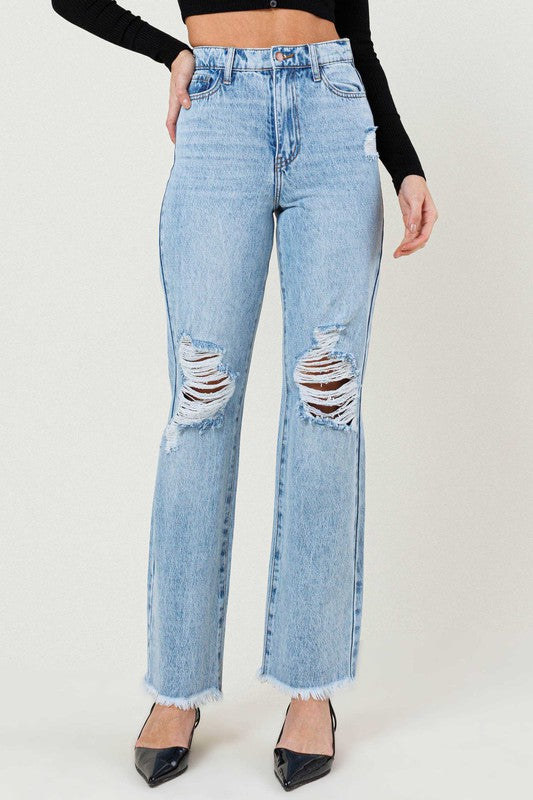 Distressed Wide Leg Jeans