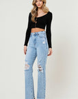 Distressed Wide Leg Jeans