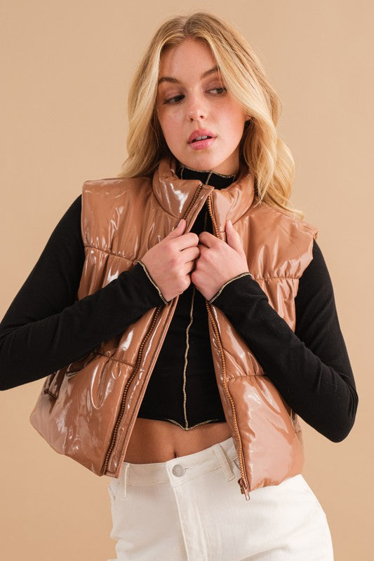 Puffer Zip Up Crop Vest