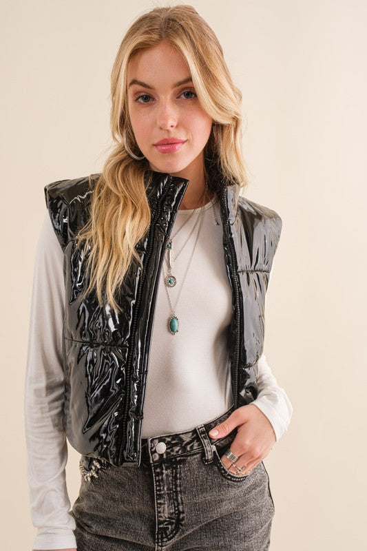 Puffer Zip Up Crop Vest