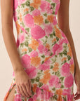 Ramona Strapless Asymmetrical-Seam Floral Dress