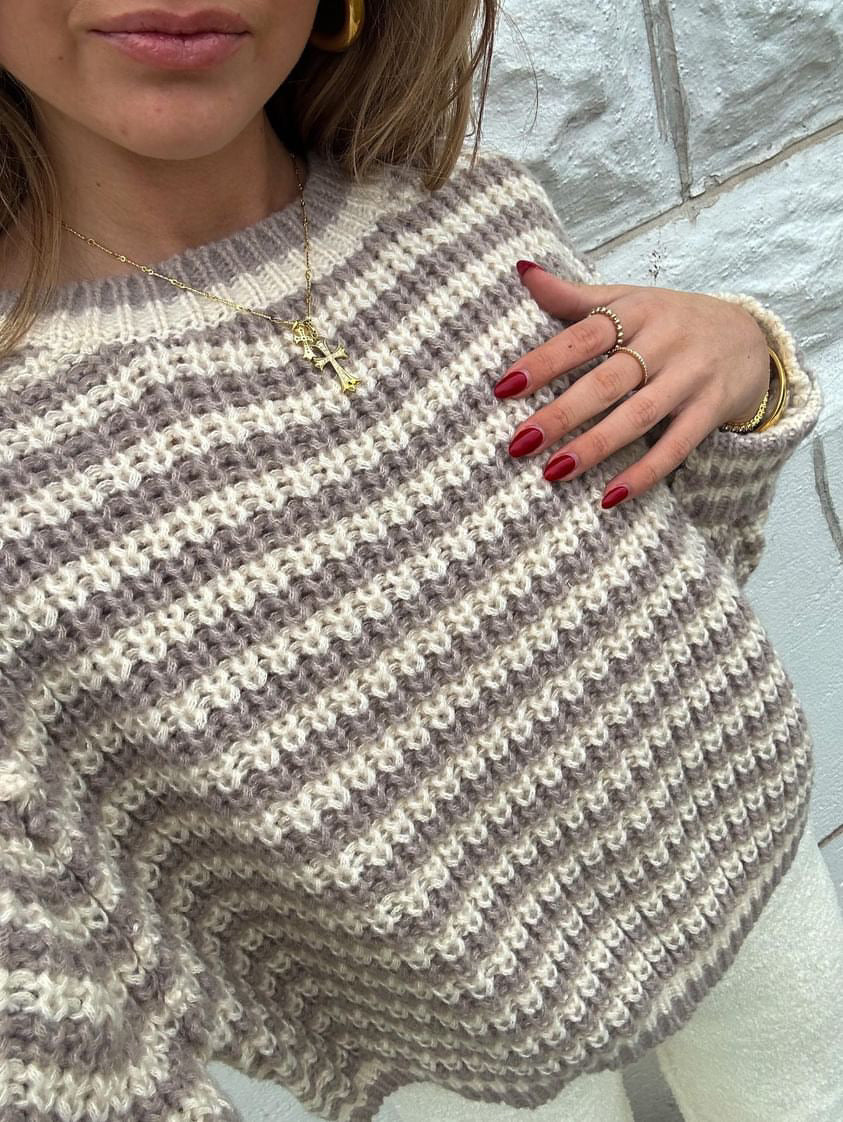 Hazel Striped Cropped Knit Sweater Top