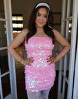 Margot Pink Sequin Tube Mini Dress