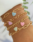 Heart Chain Bracelets Set