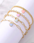 Heart Chain Bracelets Set