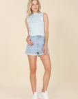 roll up denim shorts