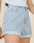 roll up denim shorts