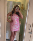 Margot Pink Sequin Tube Mini Dress